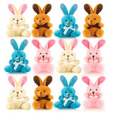 Easter Colored Soft Plush Bunnies Perfect Easter Eggs Filler or Easter Baskets Filler - 12 Pack