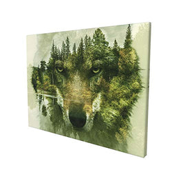 Wolf Pine Trees Forest Water Wolf Animal Print On Canvas Artwork for Wall Decor Modern Canvas Painting Wall Art The Picture for Home Decoration 12''x16''