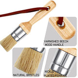 3 Pieces Chalk and Wax Paint Brushes Oval Brush for Acrylic Painting Bristle Stencil Brushes for Wood Furniture Home Decor, Including Flat Pointed and Round Chalked Paint Brushes (Wood Color)