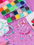 10000+PCS Clay Beads for Jewelry Making Kalolary 48 Colors Flat Round Polymer Clay Spacer Beads with Pendant Charm Kit Jewelry DIY Tools for Bohemian Bracelet Necklace Craft Decoration Supplies (6 mm)