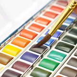 Phoenix Artist Grade Watercolor Paint Set Half Pan 48 Colors - Non-Toxic Watercolor Studio Set Tin Box for Professional Artists