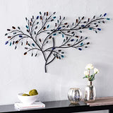 SEI Furniture Brenchan Tree Wall Sculpture with Black Metal Frame & Multicolor Glass Leaves