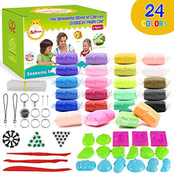 Sysrion Modeling Clay Kit – Super Light Modeling Clay Kits for Kids 24 Colors, Non-Toxic & Non-Sticky Air Dry Clay Set for Kids, Kids Clay Set, Creative DIY Arts and Crafts, Includes Clay Tools