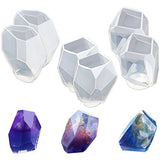 Funshowcase Large Multi-Faceted Gem Stone Resin Epoxy Mold for Jewelry, Soap Making, Cabochon Gemstone Crafting Projects 6-Pack
