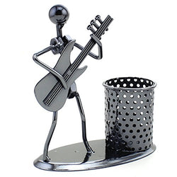 Zicome Recycled Metal Art Hand-made Pen Holder with a Musician Figure Playing Music - Decorative