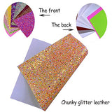 Shalun 50pcs A4 Chunky Glitter Faux Leather Sheets Sparkle Shiny 3D Thick Princess Earring Bow Cricut Fabric Bundle 8x12inch (21cm x 30cm)