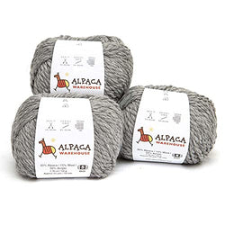 Blend Alpaca Yarn Wool Set of 3 Skeins Fingering Worsted Weight - Heavenly Soft and Perfect for Knitting and Crocheting (Soft Gray, Bulky)