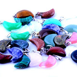 20pcs Small Moon Shape Healing Chakra Beads Crystal Quartz DIY Stone Random Color Gemstone Pendants