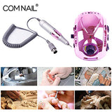 Professional Electric Nail Drill Manicure Set 65W 35000RPM Comnail Nail Art Equiment Nail Drill Bit Pedicure Nail File Polishing Tool (Colorful Rose Red)