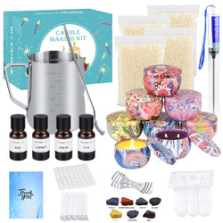 Benooa Candle Making Kit DIY Scented Candle Craft Making Tools Supplies Set with Beeswax, Candle Wicks, Fragrance Oil, Candle Dye, Candle Jars, Thermometer, 500ml Melting Pot