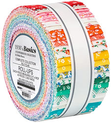 Jelly Roll - 1930's Basics A Flowerhouse Collection Debbie Beaves Spring Florals Small Scale Reproduction 2.5" Strips Roll-Ups Bundle Quilter's Cotton Fabric Precuts (RU-1112-40)