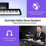 TERENCE Keyboard Piano with 61 Semi-weighted Keys LCD Display & 1800mAh Battery Support MIDI USB Interface & Piano Application with Bluetooth Sheet Music Stand Sticker Bag Audio Cable Earphones