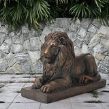 Glitzhome GH20388 Lying Guardian Lion Outdoor Statue, Bronze