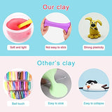 Modeling Clay Kit, 24 Colors Air Dry Clay,Ultra Light Nontoxic Magic Clay,DIY Molding Clay Art Kit Christmas Gift for Kids Ages 3-7, with 3 Sculpting Tools, Animal Fruit Molds and Tutorial Manuals