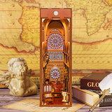 Notre Dame De Paris Book Nook Kit ,Buladle 3D Wooden Assembled Bookshelf Insert Bookshelf Decor Alley Book Nook DIY Dollhouse Miniature Kit with Furniture&Motion Sensor Lights