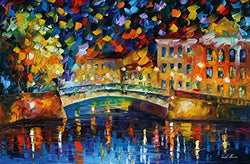 Large Modern Oil Painting On Canvas By Leonid Afremov Studio - Magical Bridge