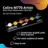 Coliro M770 Artist Mica Pearl Watercolor Paint Set – Candy Water Colors (6-Color Set, 30mm)