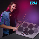 Pyle Pro Electronic Drum kit - Portable Electric Tabletop Drum Set Machine with Digital Panel, 7 Drum Pad, Hi-Hat/Kick Bass Pedal Controller USB AUX -Tom Toms, Hi-Hat, Snare Drums, Cymbals - PTED06