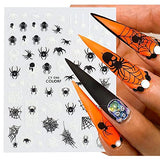 Luminous Halloween Nail Art Stickers 3D Halloween Nail Decals Halloween Nail Designs Supplies Horror Alien Ghost Face Skull Pumpkin Snake Bat Spider Witch Nail Sticker for Women Girls (8 Sheets)