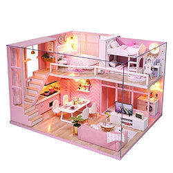 Bayin Dollhouse Kit DIY Furniture, Wooden Miniature Doll House Creative Room Gift (Dream Angel) with Dust Proof Cover and Music Movement