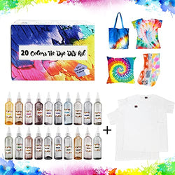 Tie Dye Kit for Kids & Adults, 167 Pack Permanent Tie Dye Kits for Craft Arts Fabric Textile Party, Water Based One Step Tie Dye Kits Set for Birthday Party Group Handmade Project, 2 White T-Shirts
