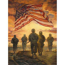 Diamond Painting Adult Art Full Round Drill 5D Kit Embroidery Numbers Crystal Rhinestone Arts and Crafts for Home American Flag and Soldier 11.8x15.7in Pack by Fairtie
