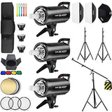 Godox 3 Pack SK400II 1200Ws 2.4G Speedlite Studio Flash Strobe Monolight Bowens Mount Kit for Studio Shooting, Location and Portrait Photography with Softbox, Light Stand, Barn Door Kit, Carrying Case