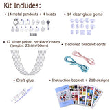 Kids Jewelry Making Kit for Girls - Arts and Crafts Supplies Pendant Necklace and Bracelet Crafting Gift Set for Girls Teens - Includes 14 Charm Pendants, 12 Necklaces, 2 Bracelets
