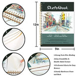 Sketch Book - Sketchbook 9" × 12" (98lb/160 GSM), Strong Twin - Wire Binding, 27 Sheets, Thick Paper, Acid Free Art Sketchbook Artistic Drawing Painting Writing Paper for Kids Adults Beginners Artists