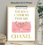 Fashion Glam Home Decor Wall Art Picture Print - Cute Chic Funny Gift for Women, Fashionista, Designer Handbag Fans - Unique Decoration Artwork for Bedroom, Girls Room, Bathroom - 8x10 Poster - Pink
