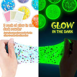 Slime Kits, Glow in The Dark DIY Slime Kit for Girls Boys, Theefun Art Crafts Toy 126Pcs Slime Supplies Included 24 Crystal Slime, 6 Clay, 48 Glitter Powder, Great Gifts for Kids Age 3+ Years Old