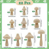 ZOCONE 22 PCS Unfinished Wooden Mushroom Set, Natural Wood Mushrooms Various Sizes Unpainted Wooden Mushroom Figurines for DIY Arts Crafts Desk Bookshelves Party Decorations, DIY Paint Color