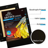 PHOENIX Black Painting Stretched Canvas - 5x7 Inch/4 Pack - 3/4 Inch Profile Artist Canvas for Oil & Acrylic Paint, Collages, Advertising Poster & Decorating Projects