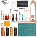 LAMPTOP 33 Pieces DIY Leather Craft Tools Hand Stitching Tool Set with Stitching Pony,Matting