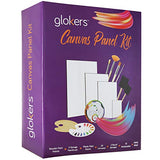 Glokers Canvas Panels Painting Kit | Art Supplies Set Includes Paint Palette, Sponge Brushes, Canvases, Paintbrushes & Mixing Wheel | Warp-Free Painting Canvas Great for Acrylic, Oil & Watercolor