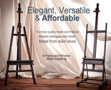 SoHo Urban Artist Lyre Wooden A-Frame Art Easel Floor Display Easel Folds Flat 26" Wide by 30" deep by 96" high - Rich Finish