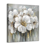 Wall Art Floral Canvas Pictures: White Lily Abstract Flower Print on Canvas Artwork for Office Dining Rooms (24"W x 24"H,Multi-Sized)
