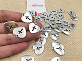 Yansanido Pack of 50 Alloy Antique Love Heart with Cross 17x16mm Charms Pendants for Making