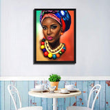 Ginfonr 5D Diamond Painting African Custom Women, Exotic Beauties, by Number Kits Girls Fairies Paint with Diamonds Full Drill Art Crystal DIY Embroidery Rhinestone Decor Craft (12x16 inch)-Gms13