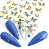 Firstaste 8 Sheets Butterfly Nail Stickers Luxury Nail Art Decals 3D Gold Blue Self-Adhesive Stickers Butterflies Nail DIY Manicure Decorations Accessories