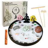 Miniature Yoga Meditation Zen Garden - Home Office Tabletop Mini DIY Japanese Rock Sand Garden Chakra Shine Altar Zen Decor Zen Gifts for Adult w/ Rake Tools Accessories Healing Crystal Sphere