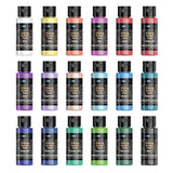 Acrylic Pouring Paint Set 18 Colors Pre Mixed Acrylic Paint High Flow for Canvas Wood Crafts Rocks Painting, Water Based, 2 Oz/Bottle