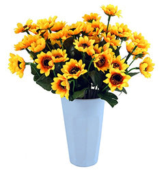 KINWELL Sunflowers Silk Artificial Flowers Floral Decor Bouquet Small Head 10 Bunches,for Home