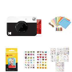 Zink Kodak PRINTOMATIC Digital Instant Print Camera (Black) with 2ʺx3ʺ Premium Photo Paper (20 Sheets), Soft Camera case, Paper Unique Colorful Stickers & Photo Album Accessories