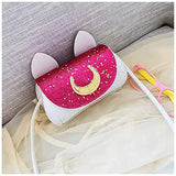 Wellcalmly Moon Luna Cat Purses Pu Leather Gothic Purse Cosplay Moon Sailor Bag Handbags Shoulder Bags (RED)