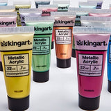 KINGART® PRO Artist Acrylic Paint, 22ml (0.74oz) Set of 24 Unique Metallic Colors