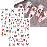 JMEOWIO 12 Sheets Butterfly Nail Art Stickers Decals Self-Adhesive Pegatinas Uñas Moon Star Nail Supplies Nail Art Design Decoration Accessories