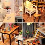 Spilay DIY Miniature Dollhouse Wooden Furniture Kit,Handmade Mini modern Apartment Model with LED Light ,1:24 Scale Crafts&Collectors&Creative Doll House Toys for Valentine Gift (Romantic Europe) M030
