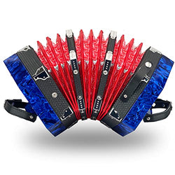 Buttons Accordion 20 Keys Musical Instruments Adjustable Hand Strap Accordion Musical Accessories With Carrying Bag (Blue)