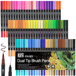 YKKZART Dual Brush Markers Pens for Adult Coloring Books, 72 Colored Art Marker Fine Point Marker for Art School Office Supplies Bullet Journaling Note Taking Drawing